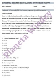 CZYTANIE ZE ZROZUMIENIEM – E8 – Zbiór zadań do egzaminu ósmoklasisty z języka angielskiego. Poziom A2/A2+ – uzupełnienie luk w tekstach, prawda/fałsz, uporządkowywanie zdarzeń, zrozumienie kontekstu zdania