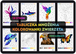 Kolorowanka według wyników mnożenia- VOL 2- zestaw na dzień tabliczki mnożenia, mnożenie 1-100, wielokrotności, tabliczka mnożenia