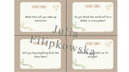 Future Simple/ Karty do mówienia/ Mówienie/ Speaking/ Konwersacje/ Klasy 4-8/ Klasy 4-6/ Klasy 6-8/ SP/ Warm-up/ Rozgrzewka/ Speaking cards/ Gramatyka/ Grammar/ Speaking cards grammar/ E8