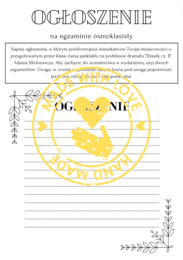 Ogłoszenie na egzaminie ósmoklasisty