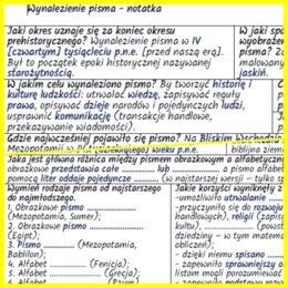 Wynalezienie pisma – notatka i karta pracy
