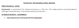 Karta pracy - film Pasażerowie.