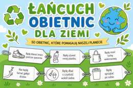 Łańcuch obietnic dla Ziemi – 50 haseł ekologicznych dla dzieci | Dzień Ziemi | materiał do druku