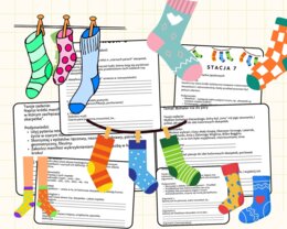 Dzień Kolorowych Skarpetek- stacje zadaniowe na lekcję języka  polskiego