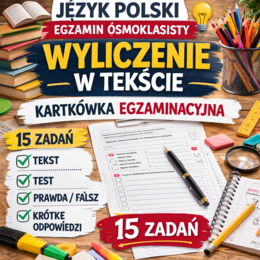 📚 Wyliczenie – kartkówka egzaminacyjna | powtórka przed egzaminem ósmoklasisty (15 zadań)