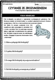 Czytanie ze zrozumieniem - Zwierzęta Arktyki