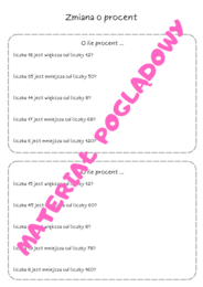 Szybkie karteczki - karty pracy z procentów. Klasa 6. Klasa 7. Klasa 8