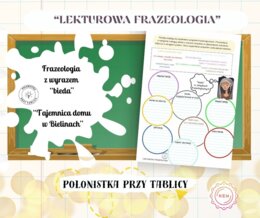"Tajemnica domu w Bielinach" karta z frazeologizmami do wyrazu "bieda" frazeologia