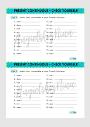 Present Continuous - Check yourself! - dodawanie ING - czasowniki - karta pracy - kartkówka - dla początkujących