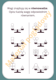 Waga - wprowadzenie do rozwiązywania równań [lub zagadki dla klas młodszych]
