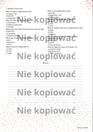 Independence Day throughout the World - czytanka B1/B2