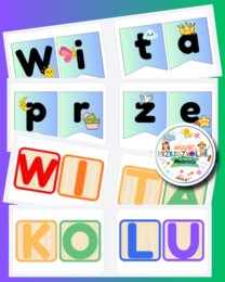 Girlanda / Napis „WITAMY W PRZEDSZKOLU” . Zestaw - 2 komplety
