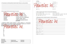 Kolejność wykonywania działań, iloraz, iloczyn, suma, różnica - karty pracy, sprawdzian, kl. 5