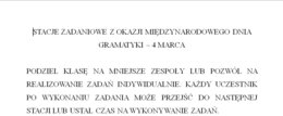 STACJE ZADANIOWE Z JĘZYKA POLSKIEGO NA DZIEŃ GRAMATYKI 4 MARCA