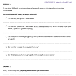 Opowiadanie na E8 – analiza, tworzenie i doskonalenie umiejętności (pakiet zadań)