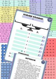 Równania - materiał wprowadzający/Montessori/praca indywidualna/praca grupowa - 84 równania