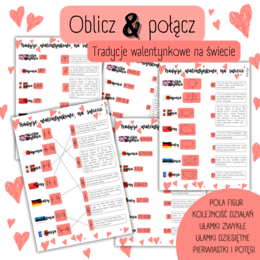 TRADYCJE WALENTYNKOWE NA ŚWIECIE – pola figur/tabliczka mnożenia/kolejność działań/potęgi/pierwiastki/ułamki – WALENTYNKI - MATEMATYKA