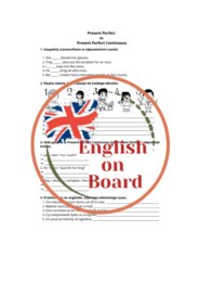 Czas Present Perfect i Present Perfect Continuous - 2 strony zadań po 4 zadania Z KLUCZEM i krótką ściągawką z zastosowaniem dla ucznia.