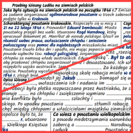 Przebieg Wiosny Ludów na ziemiach polskich - notatki, karta pracy