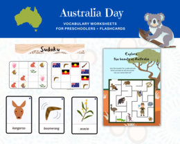 Australia Day Dzień Australii Vocabulary Worksheets Karty Pracy Język angielski Flashcards Karty Obrazkowe Zwierzęta Zerówka Przedszkolna Przedszkole Labirynt Sudoku