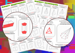 (klasa 5 klasa 6) Zaznaczanie elementów brył (graniastosłupów i ostrosłupów) - 2 karty pracy.