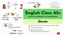 English Class A2+, starter unit, materiały uzupełniające podręcznik, utrwalenie z English Class A2, no-prep
