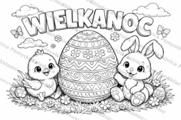 WIELKANOC - kolorowanka XXL do druku (9 kart A4+miniatura A4); plakat; dekoracja; gazetka; świetlica
