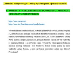"Mały Książę" - projekt podsumowujący pracę z lekturą (zadania poziomowane)