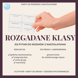 ROZGADANE KLASY – 312 pytań do rozmów z nastolatkami | Karty do druku (Icebreakery • Szybkie Strzały • Abstrakcyjna Rozkmina)