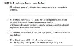 Pan Tadeusz - zadania do lektury wraz z odpowiedziami