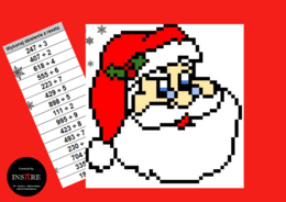 Święty Mikołaj - Dzielenie Pisemne z resztą - UKRYTY OBRAZEK w Arkuszach Google, Excelu (edytowalny).