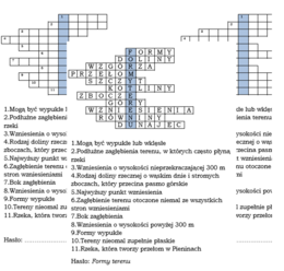 Logogryf dla klasy 4 na podsumowanie lekcji o ukształtowaniu terenu
