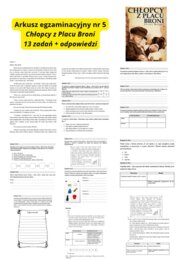 Arkusz egzaminacyjny nr 5, "Chłopcy z Placu Broni", egzamin ósmoklasisty + klucz odpowiedzi