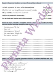 🌞WAKACYJNY QUIZ - MIASTA EUROPEJSKIE🌞 KARTA PRACY – SUMMER HOLIDAY – KLASY 4-8 SZKOŁY PODSTAWOWEJ- PODSTAWOWE FAKTY O TURYSTYCZNYCH MIASTACH/ ATRAKCJACH, TEKSTY I QUIZ WIEDZY - RZYM, BARCELONA, PARYŻ, AMSTERDAM, ATENY, PRAWDA/FAŁSZ, DYSKUSJA W PARACH + O