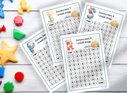 ALFABET - ZNAJDŹ DROGĘ - LITERY 23 kart pracy, rozpoznawanie liter, motoryka mała, grafomotoryka, labirynt, karta pracy, zerówka, klasa 1,