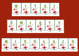 WITAJ ŚWIĘTY MIKOŁAJU – MIKOŁAJKI – Mikołaj – GIRLANDA – biblioteka – świetlica – przedszkole – gazetka – wersja 3