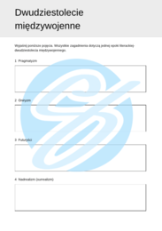 Dwudziestolecie Międzywojenne – Najważniejsze Zagadnienia – Karty Pracy dla Maturzystów