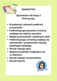 Sprawdzian- gramatyka klasa 3