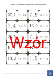 Domino - Dodawanie i odejmowanie liczb dziesiętnych | matematyka