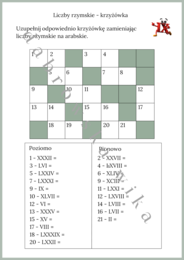 Liczby rzymskie - krzyżówka