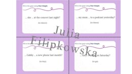 Past Simple/ Karty do mówienia/ Mówienie/ Speaking/ Zestaw/ Pakiet/ Klasy 4-8/ Klasy 4-6/ Klasy 6-8/ SP/ Warm-up/ Rozgrzewka/ Speaking cards/ Gramatyka/ Grammar/ Speaking cards grammar/ Grammar cards/ E8