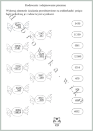 Dodawanie I odejmowanie pisemne - cukierki