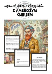 Wywiad Adasia Niezgódki z Ambrożym Kleksem- karta pracy z 15 zadaniami otwartymi i grafiką