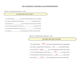 Together klasa 6 Unit 6 Dodatkowe Zadania Powtórzenie Karty Pracy Słownictwo Gramatyka Komunikacja Sport Present Perfect