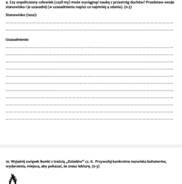 "Dziady" cz. II - sprawdzian wiedzy i umiejętności (po omówieniu lektury)