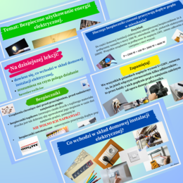 Bezpieczne użytkowanie energii elektrycznej - fizyka SP (prezentacja multimedialna 12 slajdów)