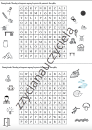 Ortografia: krzyżówki, wykreślanki, labirynty.