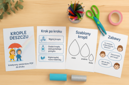 „Krople deszczu” – praca plastyczna z papieru i bibuły