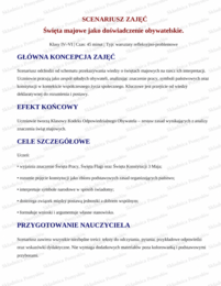 ŚWIĘTA MAJOWE – pakiet: scenariusz zajęć dla klas 4–6 + kolorowanka + krzyżówka; 1 maja, 2 maja, 3 maja