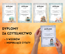 Dyplomy za czytelnictwo z inspirującymi cytatami - 5 wzorów